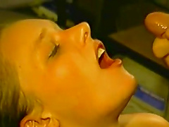 Cute babe gets her tight shaved cunt fucked by a naughty guy