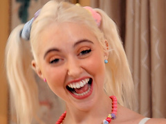 Stunning Chloe Cherry gets talked into sucking a stiff shaft