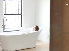 Slim babe Danni Rivers moans loudly while a neighbor fucks her