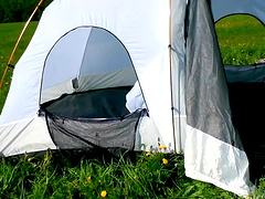 Busty babe Kendra White gets to please her wet pussy outdoors