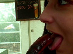 Smoking hot brunette teen gets her cunt pounded outdoors