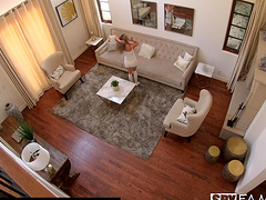 Sexy Athena Faris rides a long pecker like her life depends on it