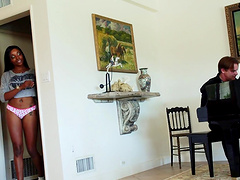 Skinny black babe Shae Spreadz needs to ride a long shaft