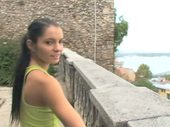 Lucy Belle gets her shaved pussy stretched with a monster shaft