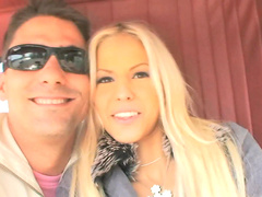 Hot blonde Boroka Bolls gets talked into sucking a stiff shaft