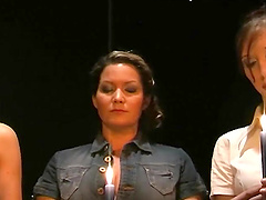 Good looking blonde bends over to get her ass punished with a toy