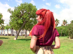 Redhead Lili Lou likes to play with his dick more than anything