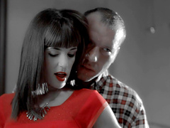 Gorgeous blonde hottie gets fucked roughly by two horny guys