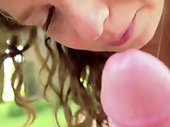 Bald guy finally talked a young girl into fucking with him outdoors