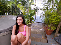 Petite brunette Gianna Dior sucks and rides a big fat cock