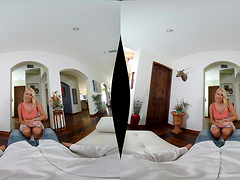 Blonde hottie Vanessa Cage strips down to get fucked in POV