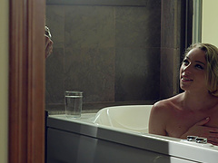 Angel Emily makes out with a friend while he drills her pussy