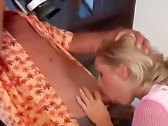 Natural blondie just loves to suck a dick and eat some cum