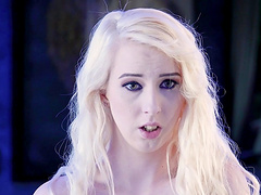 Blonde teeny slut Darcie Belle looking at the camera while taking it