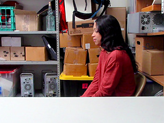 Caught teen Amethyst Banks gets her pussy plowed by the security guard