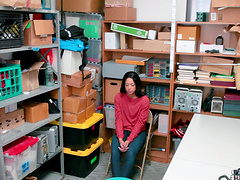 Caught teen Amethyst Banks gets her pussy plowed by the security guard