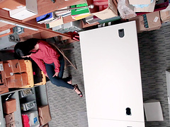 Caught teen Amethyst Banks gets her pussy plowed by the security guard