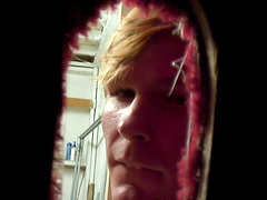 Horny gay dude strokes his dick while sucking a large black cock