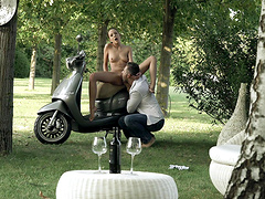 Hardcore outdoors fucking ends with a facial for sweet Lexi Layo