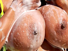 Fit pornstar Luna Star teases with her boobs and gives a blowjob