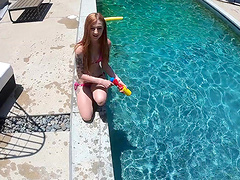 Long haired redhead beauty Megan Winters rides a hard dick outdoors