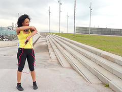 Busty ebony MILF Dunia Montenegro fucked hard from behind in heels