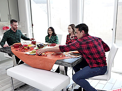 Naomi Blue fucks her boyfriend after a party and swallows his cum