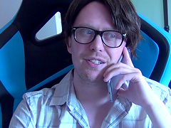 Blonde babe Anna Joy gets a cum shot in mouth after a blowjob