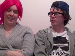 Blonde babe Anna Joy gets a cum shot in mouth after a blowjob