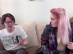 Chubby blue eyed teen babe Carly Rae gets a cum shot in her mouth