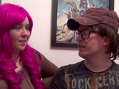 Sweet chubby teen Mona Summers gives a blowjob and swallows cum