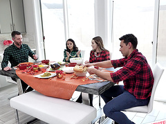 Jasmine Grey and Naomi Blue fuck their boyfriends next to one another