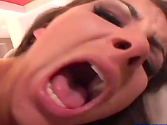 Hardcore double penetration for a slutty brunette Roxxxy Rush