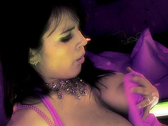 Hardcore threesome with a stripper brunette babe and two cocks