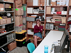 Blonde in miniskirt Emma Hix fucked hard in an office and cum sprayed