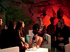 Slutty teen babes Amirah Adara and Misha Cross in an interracial orgy