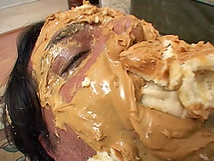 Food fetish sex session with Jennifer Loves Spluey eating cum