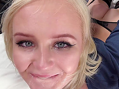 Rough deep throat and doggy style fuck for blonde slut Natalia