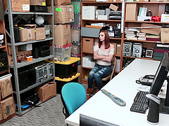 Redhead teen Jaycee Starr gets a rough pussy pounding at the office