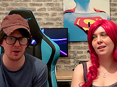 Brunette babe Devon Breeze gives a blowjob and receives a huge load