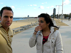 Mouth full of cum after doggy fucking for Latina Laura Perego