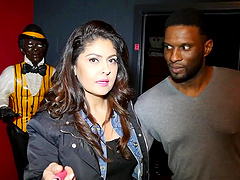 Brunette in stockings Mariskax cum sprayed by a big black cock