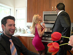 Rough doggy style fuck and a mouth full of cum for blonde Alexis Fawx