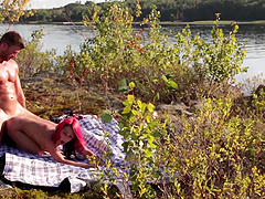 Hardcore outdoor FFM threesome with Sunny Spark and Kendra White