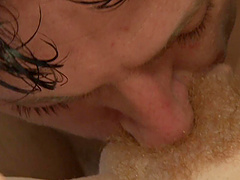 Redhead MILF babe Katy Kiss gets a cum shot on her hairy pussy