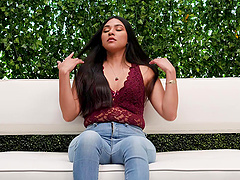 Chubby brunette babe Layloni takes off her clothes and underwear