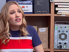 Petite slender blonde Kasey Miller gets fucked rough at the office