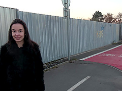 Brunette teen Freya picked up on the street and fucked in a car