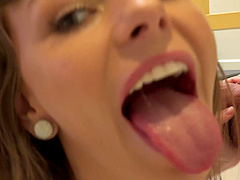 Brunette teen Alex Blake gets her trimmed pussy pounded in the kitchen