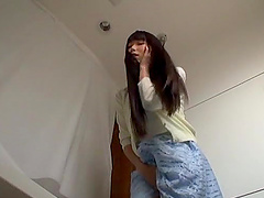 Japanese long haired teen pounded hardcore in the bathroom